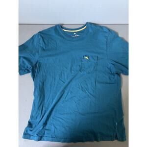 Tommy Bahama Solid Blue Short Sleeve Pocket T-Shirt Size Large